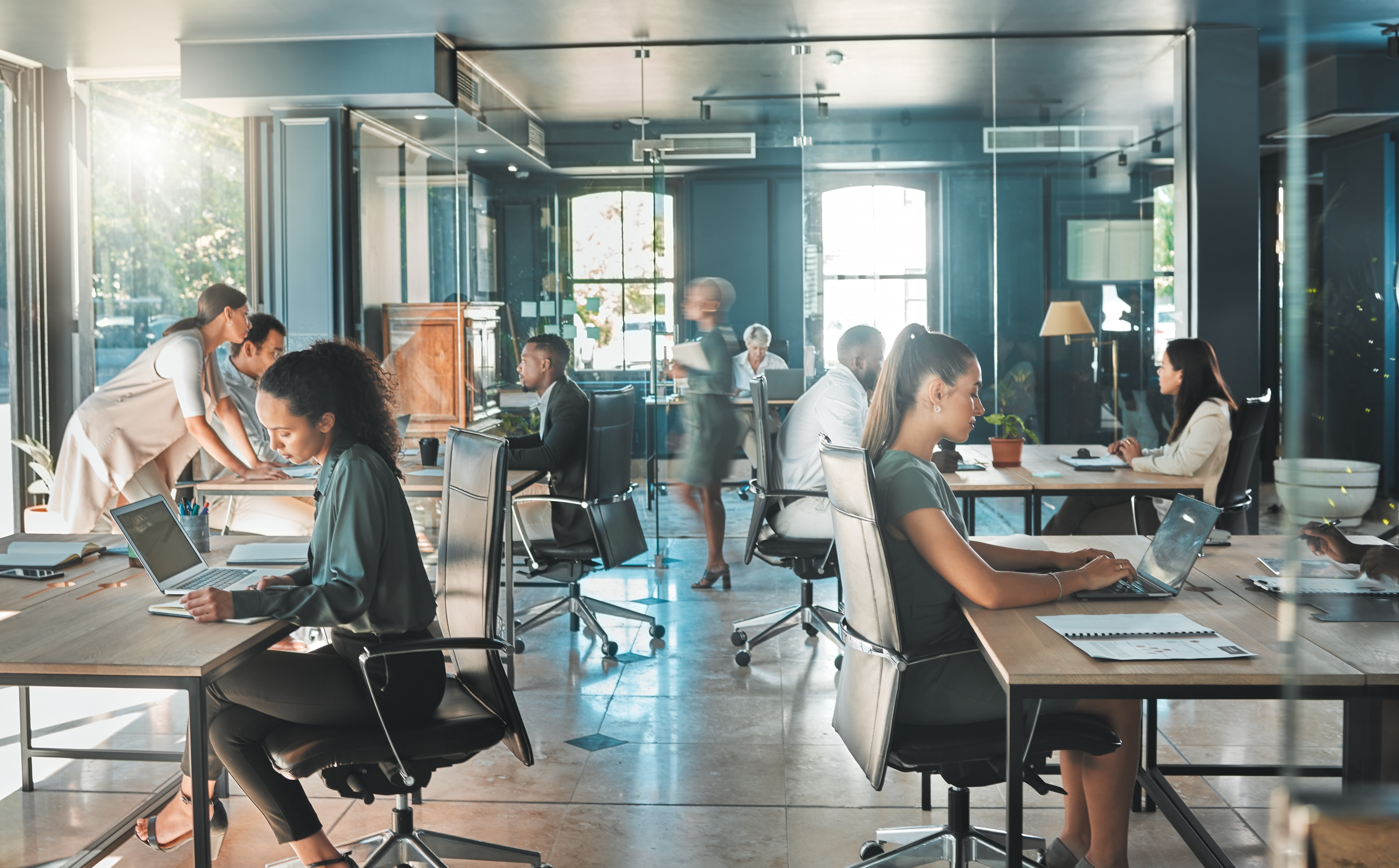 people in an office at their desks